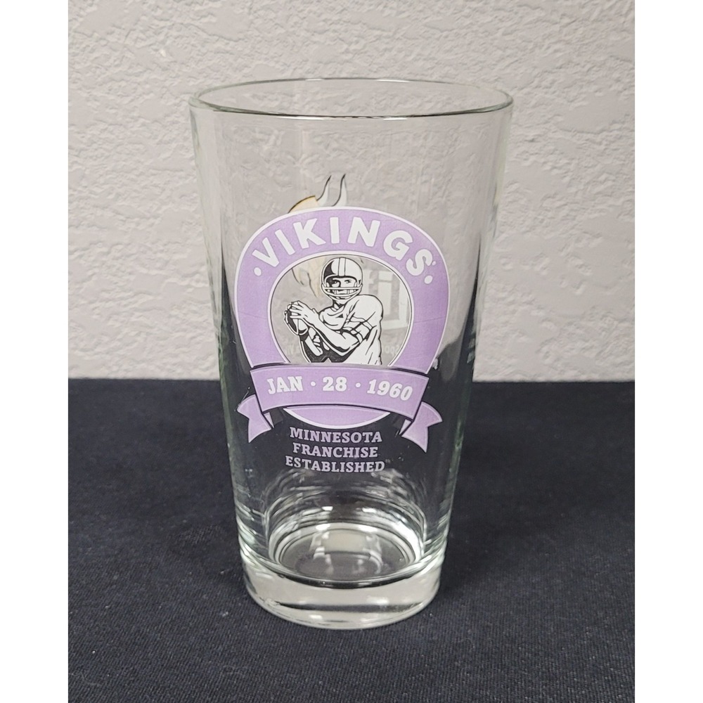 Minnesota Vikings Miller Lite Beer Glass 1960 Franchise Established Promo 16oz